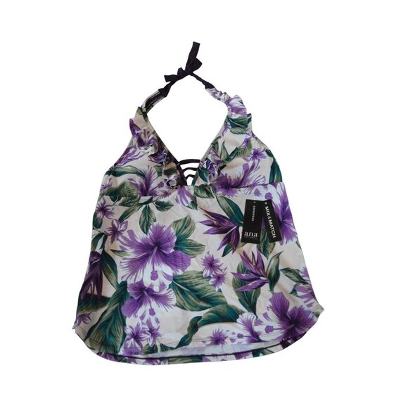 Ana Mix & Match Floral Print Halter Swim Top X Large - Picture 3 of 7
